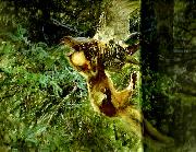 barrskog med skogsmard anfallande en orrhona bruno liljefors